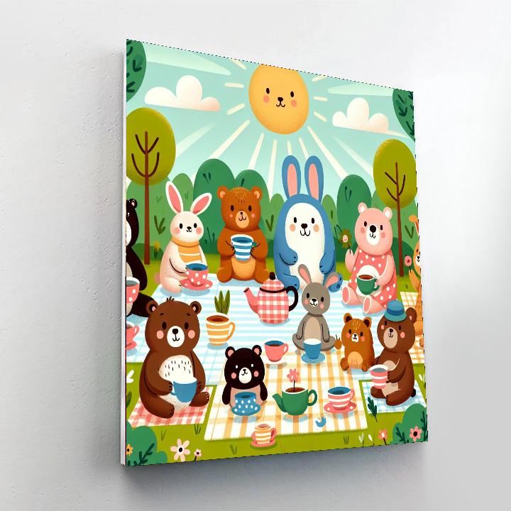 Animal Tea Party Paint By Numbers Art