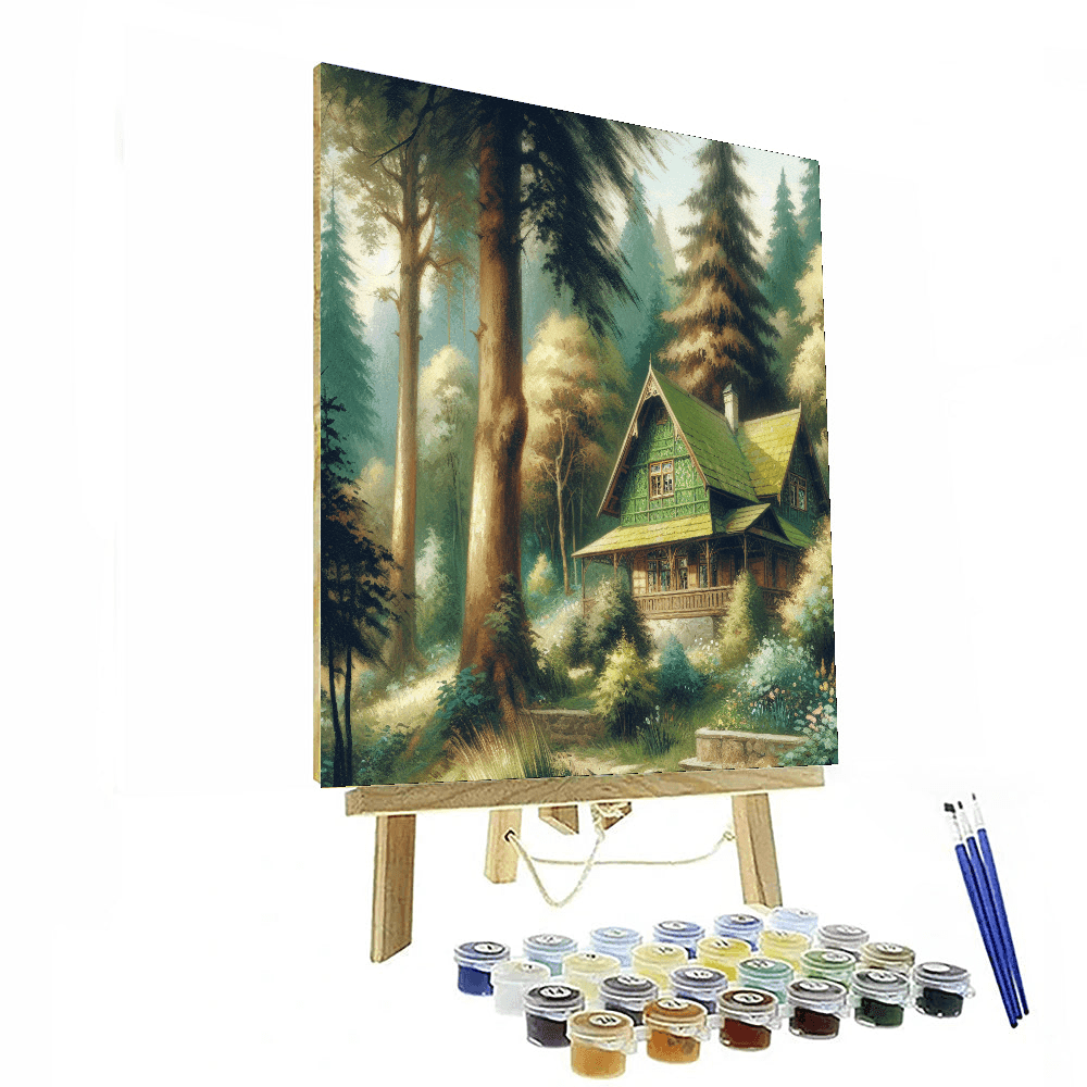 Charming Forest Cottage Number Painting