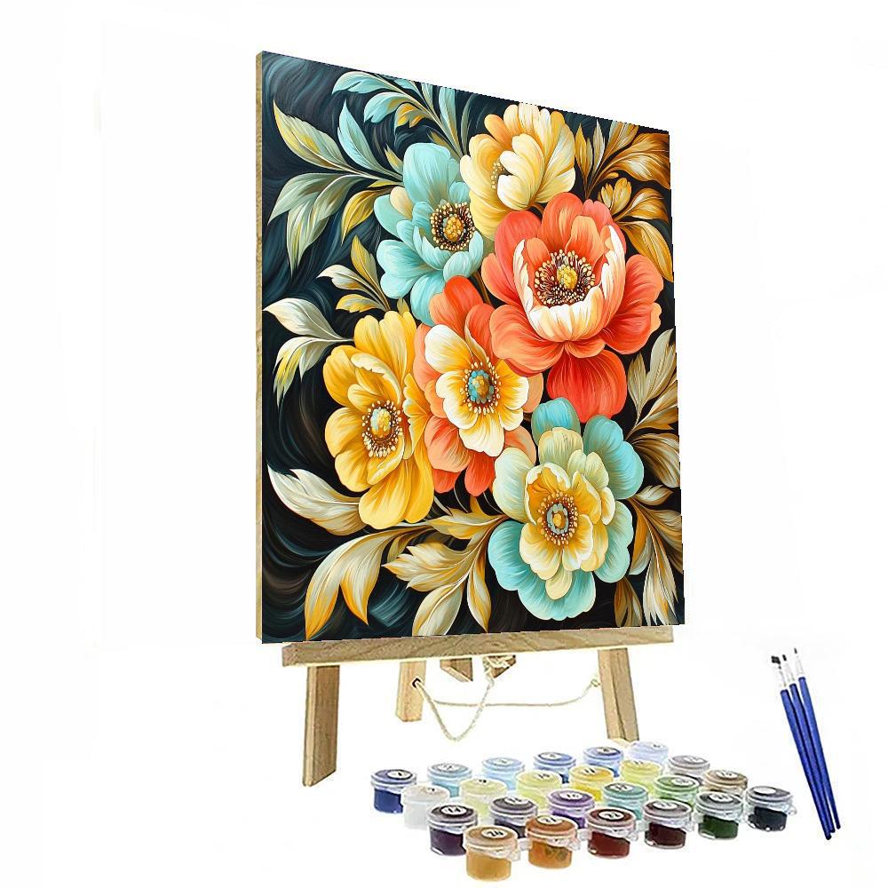 Alphonse Mucha Inspired Floral Crescendo  Painting Number Kit