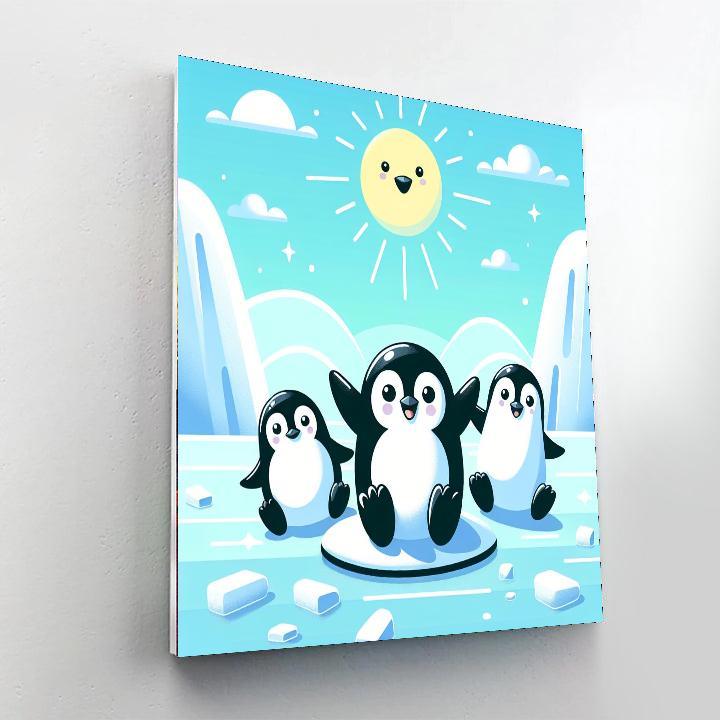 Charming Penguin Family Paint By Color