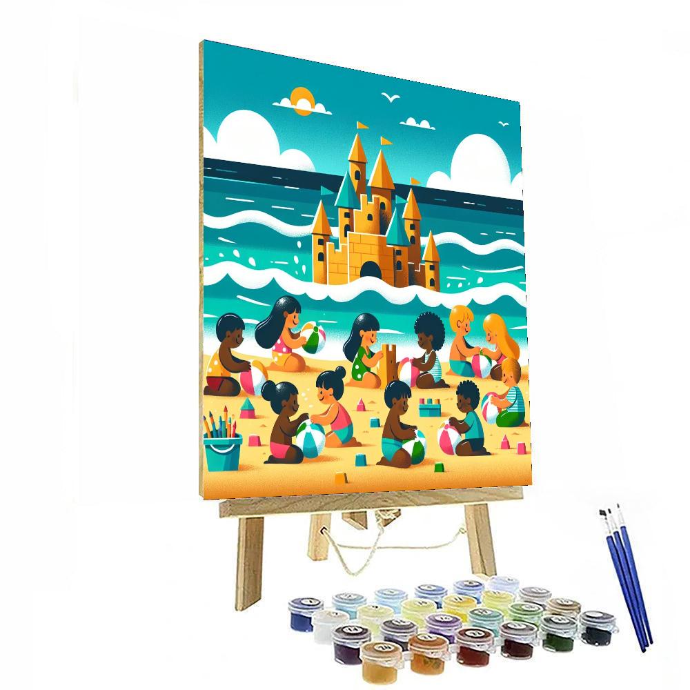 Bubbly Day At The Beach Number Painting