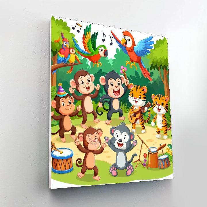 Happy Jungle Party Paint By Numbers Art
