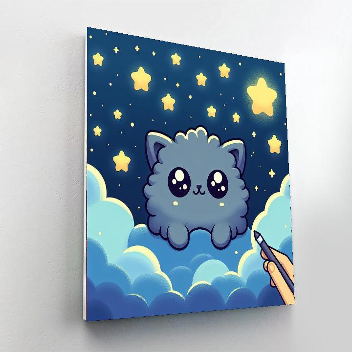 Starry Sky Cat Adventure Number Painting