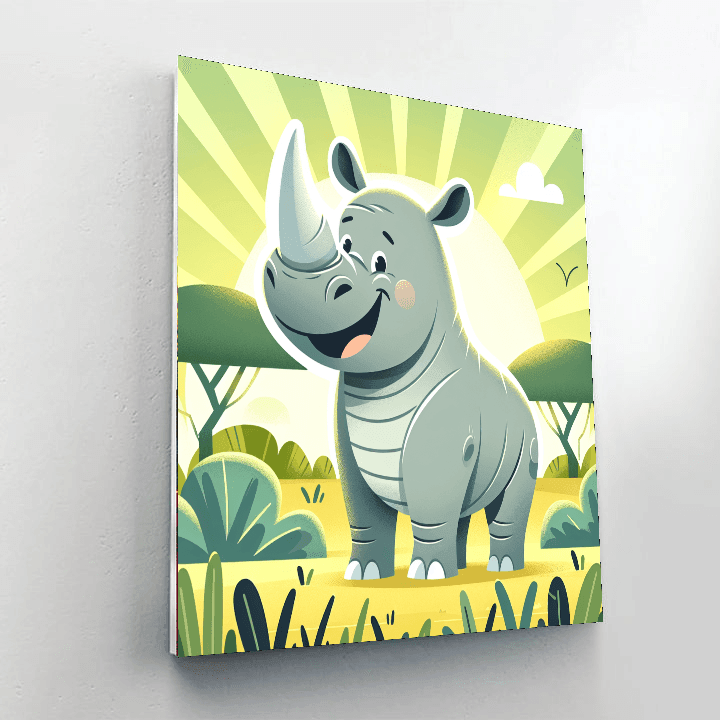 Curious Rhino Number Painting