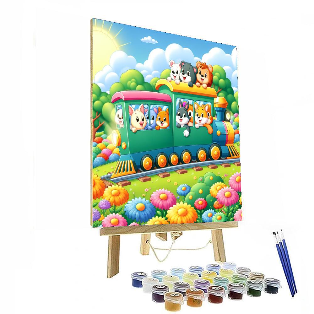 Cheerful Animal Train Paint By Number