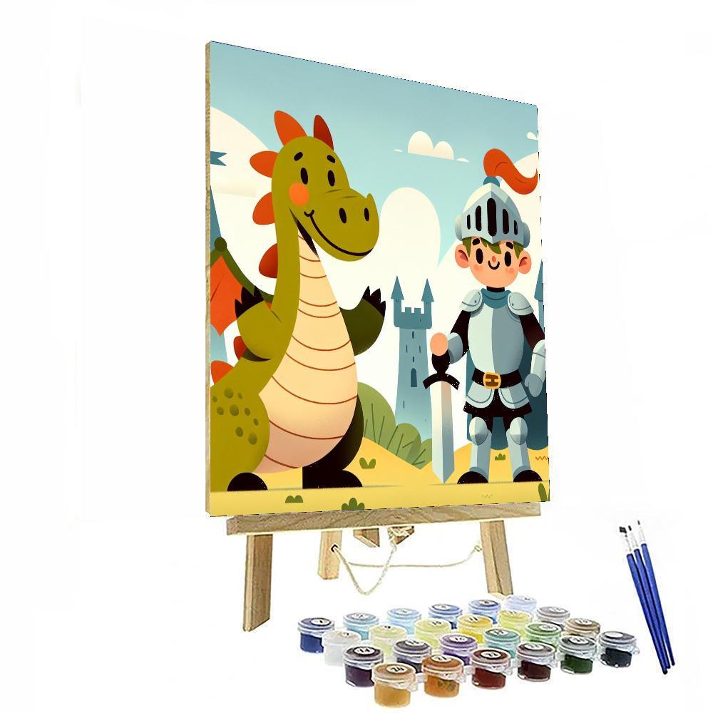 Knight's Dragon Encounter Paint By Numbers Art