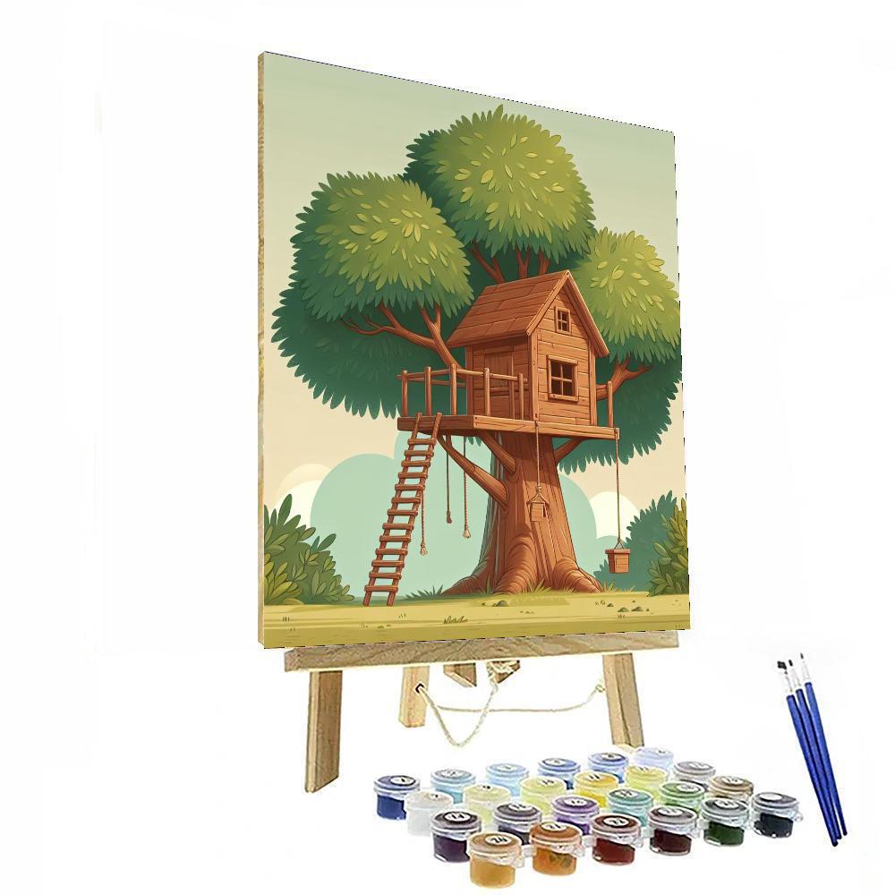 Cozy Treehouse Number Painting