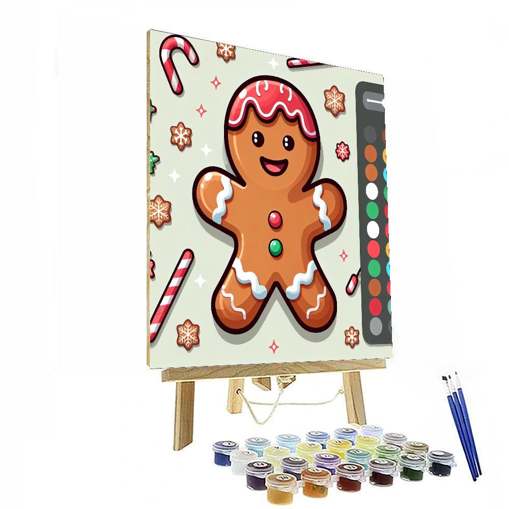 Cheerful Gingerbread Man Numbered Painting Kits