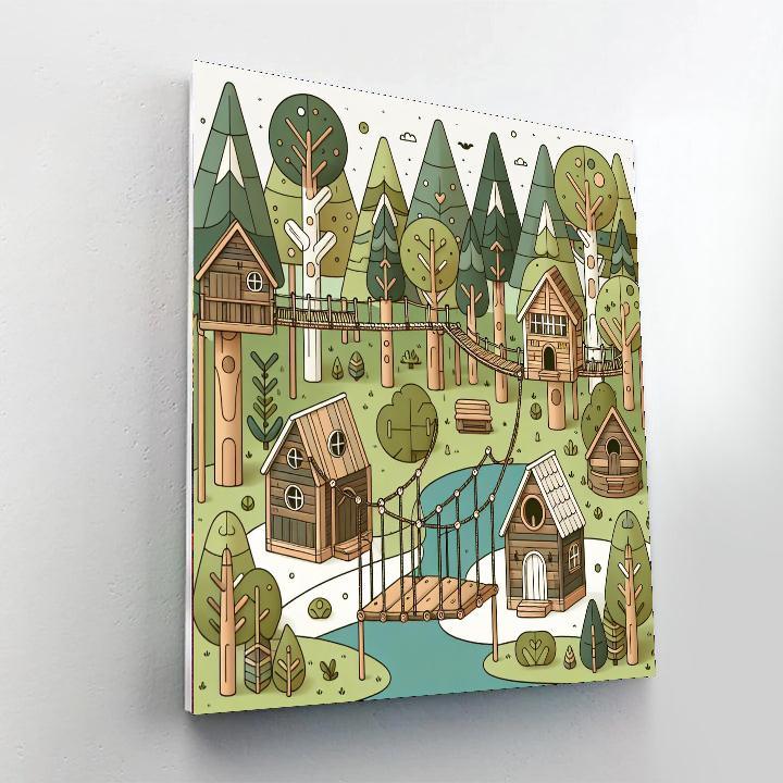 Whimsical Treehouse Village Paint By Number