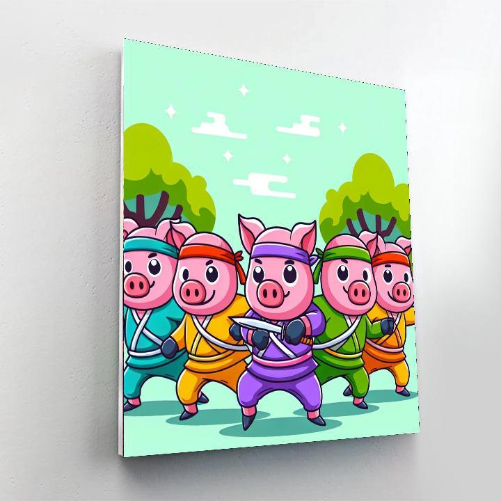 Ninja Pigs Painting Number Kit