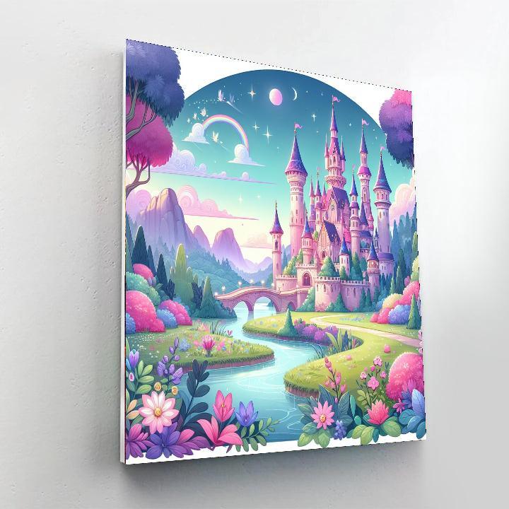 Vibrant Fairy Tale Castle Painting Number Kit