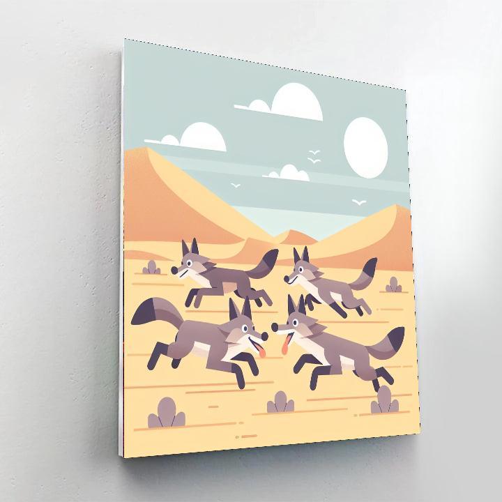 Cheerful Coyote Chase Number Painting