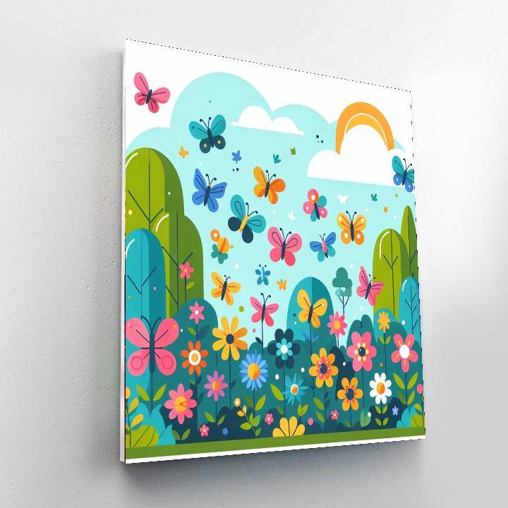 Garden Of Fluttering Butterflies Numbered Painting Kits