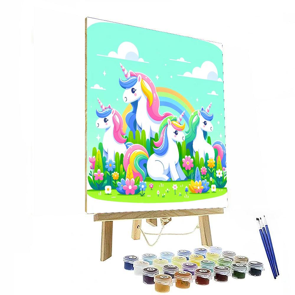 Rainbow Unicorn Meadows Painting By Numbers Kit