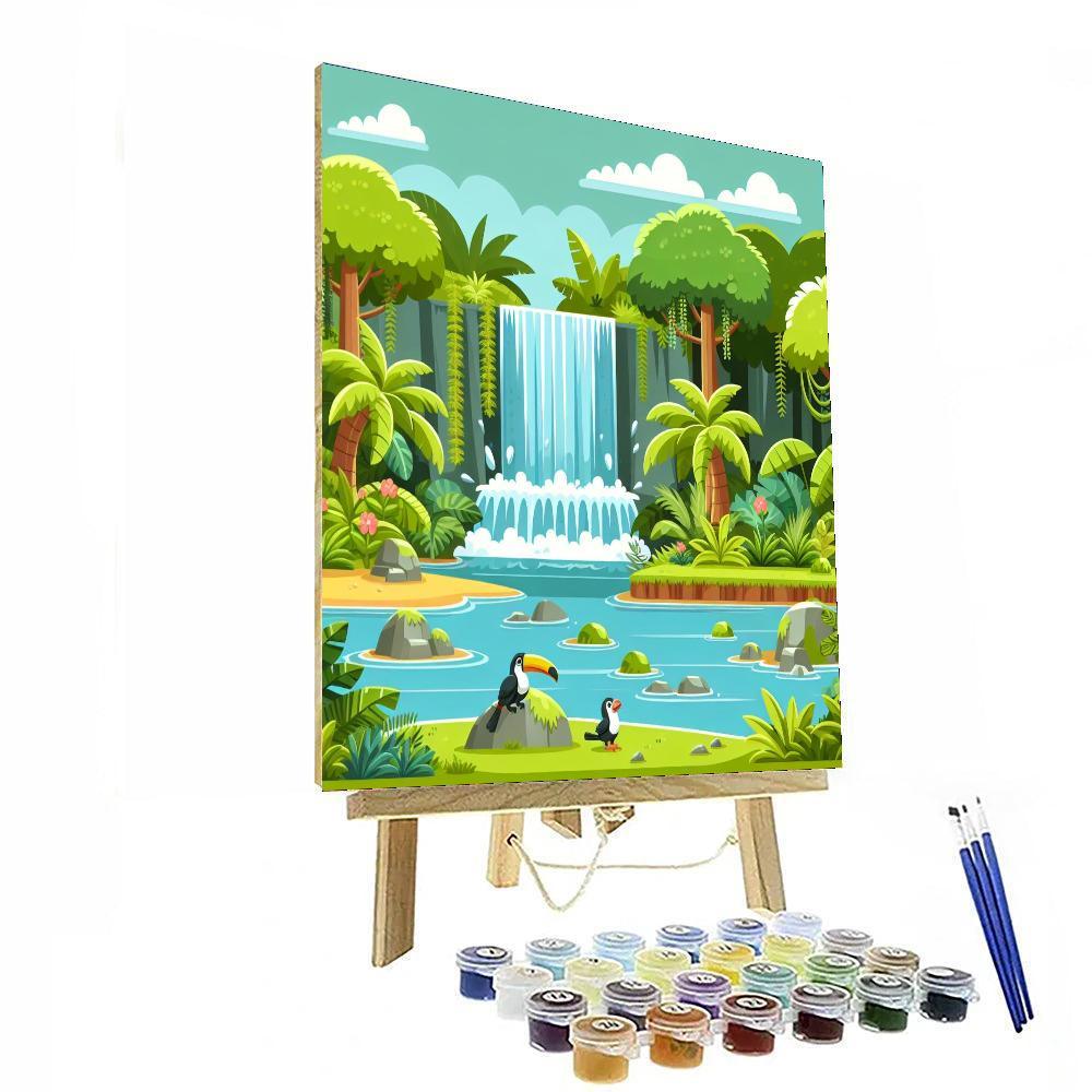 Hidden Jungle Waterfall Paint By Numbers Art