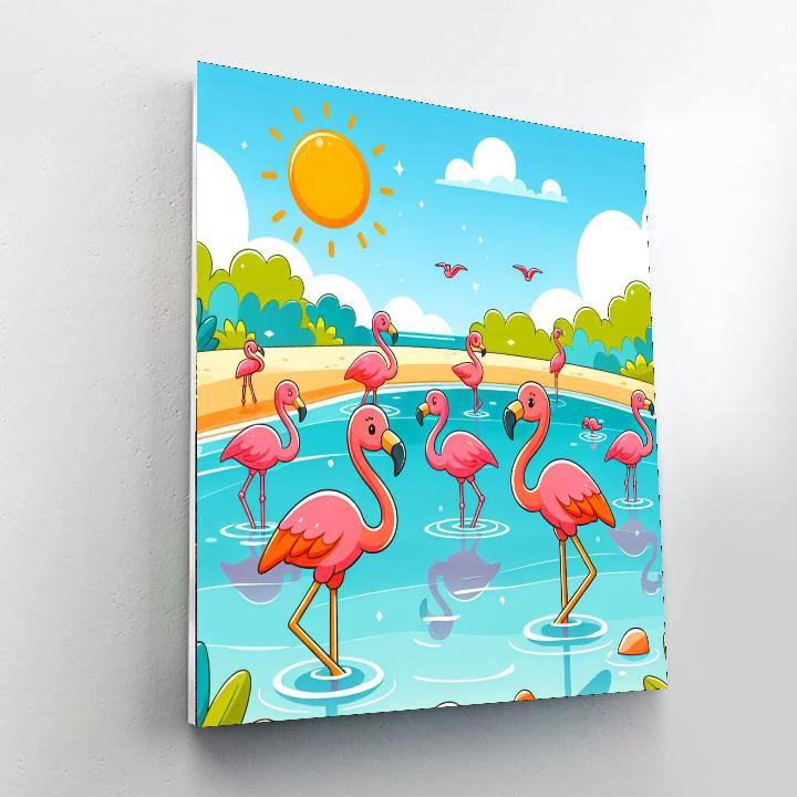 Frolicsome Flamingos Numbered Painting Kits