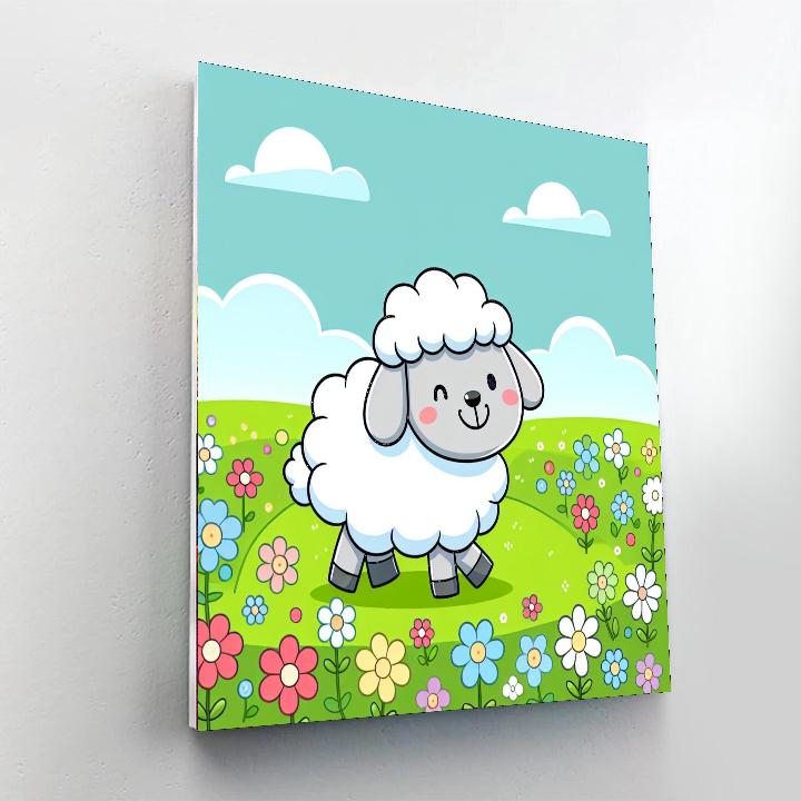 Fluffy Sheep's Meadow Stroll Paint By Numbers