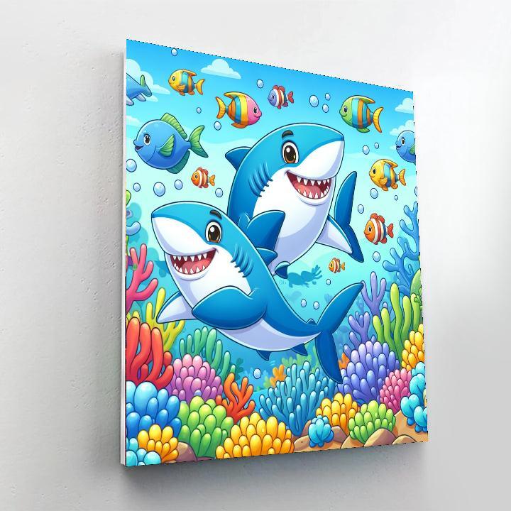 Silly Shark Friends Paint By Color