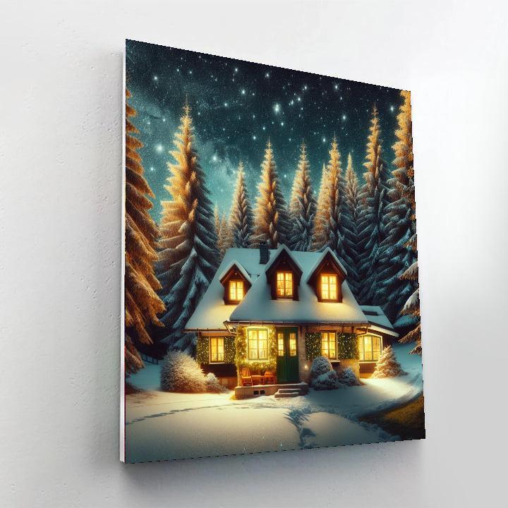 Winter Cottage Glow Painting By Numbers Kit