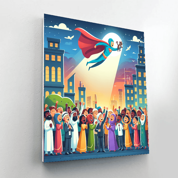 Superheroes In Action Number Painting