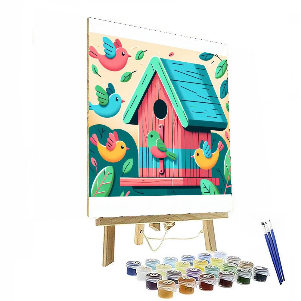 Charming Birdhouse Number Painting