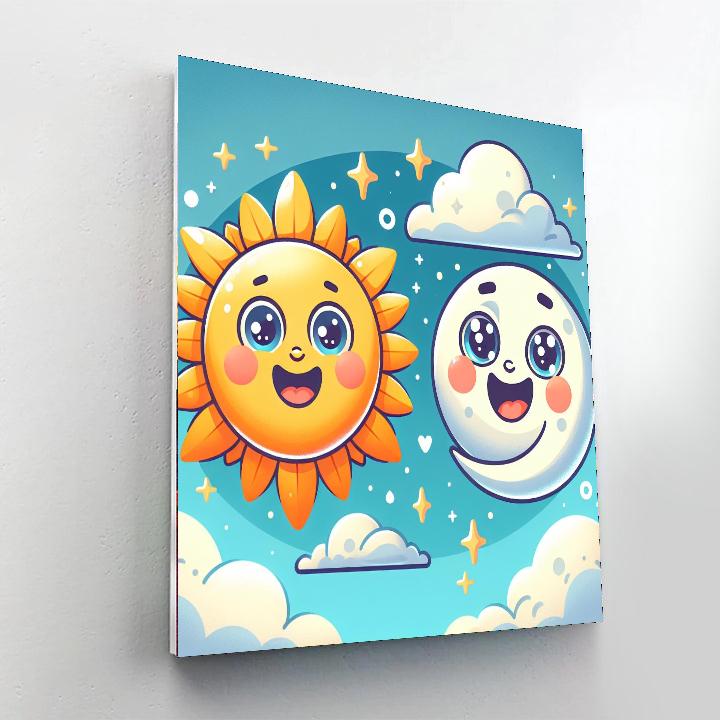 Friendly Sun And Moon DIY Paint By Numbers
