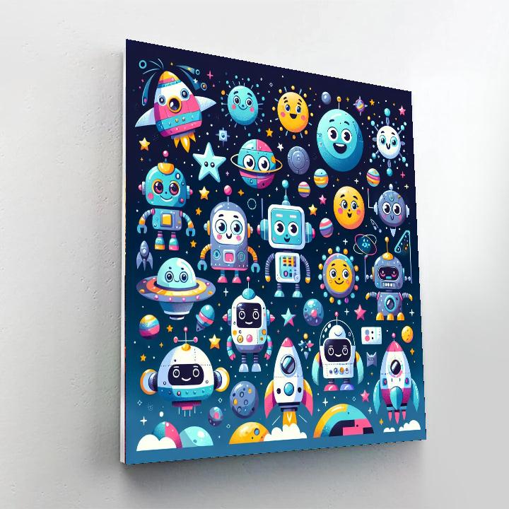 Space Robot Friends DIY Paint By Numbers