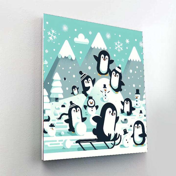 Jolly Penguins' Snow Day Painting By Numbers Kit