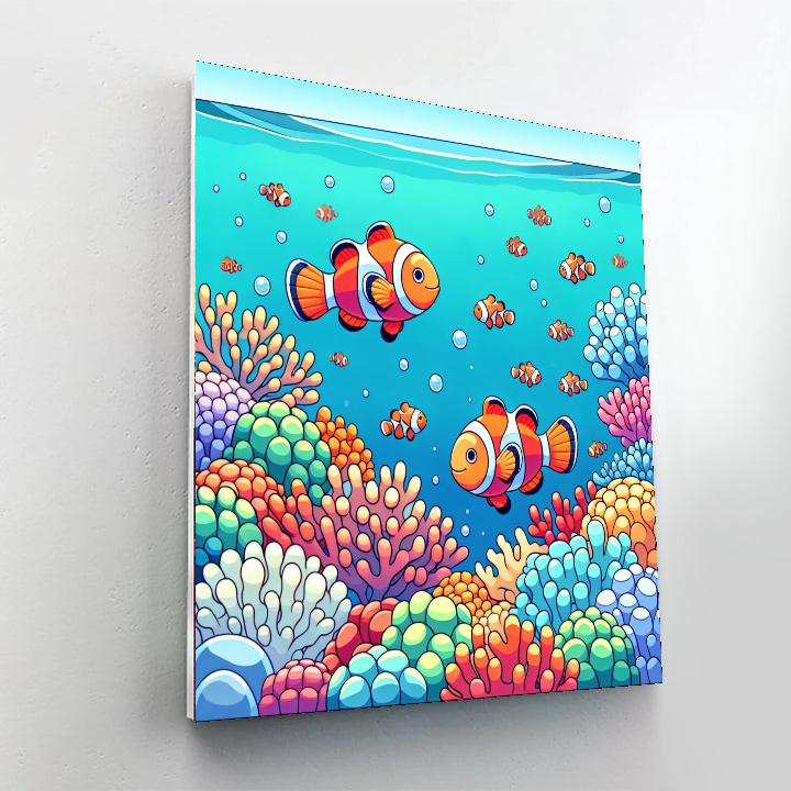 Cheerful Clownfish Reef Paint By Numbers Art