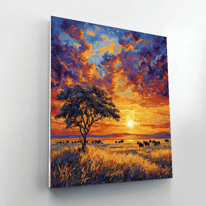 Robert Bateman Inspired Serengeti Sunset Majesty  Paint By Color