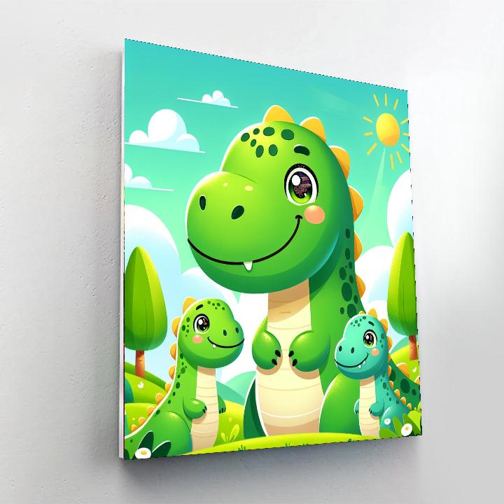 Happy Dino Family Painting By Numbers Kit