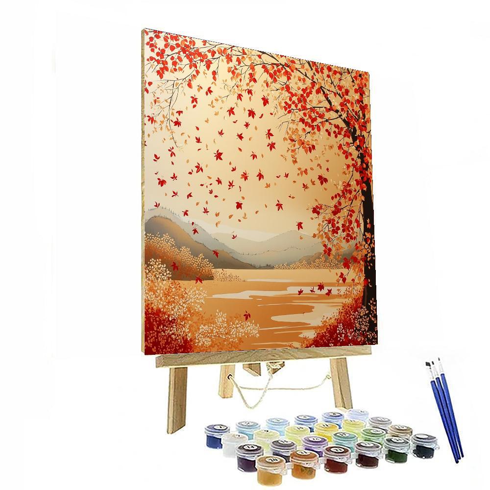 Utagawa Hiroshige Inspired Autumn's Gentle Cascade  Number Painting