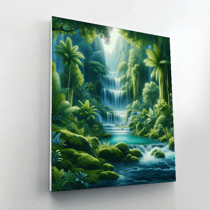 Lush Tropical Waterfall DIY Paint By Numbers