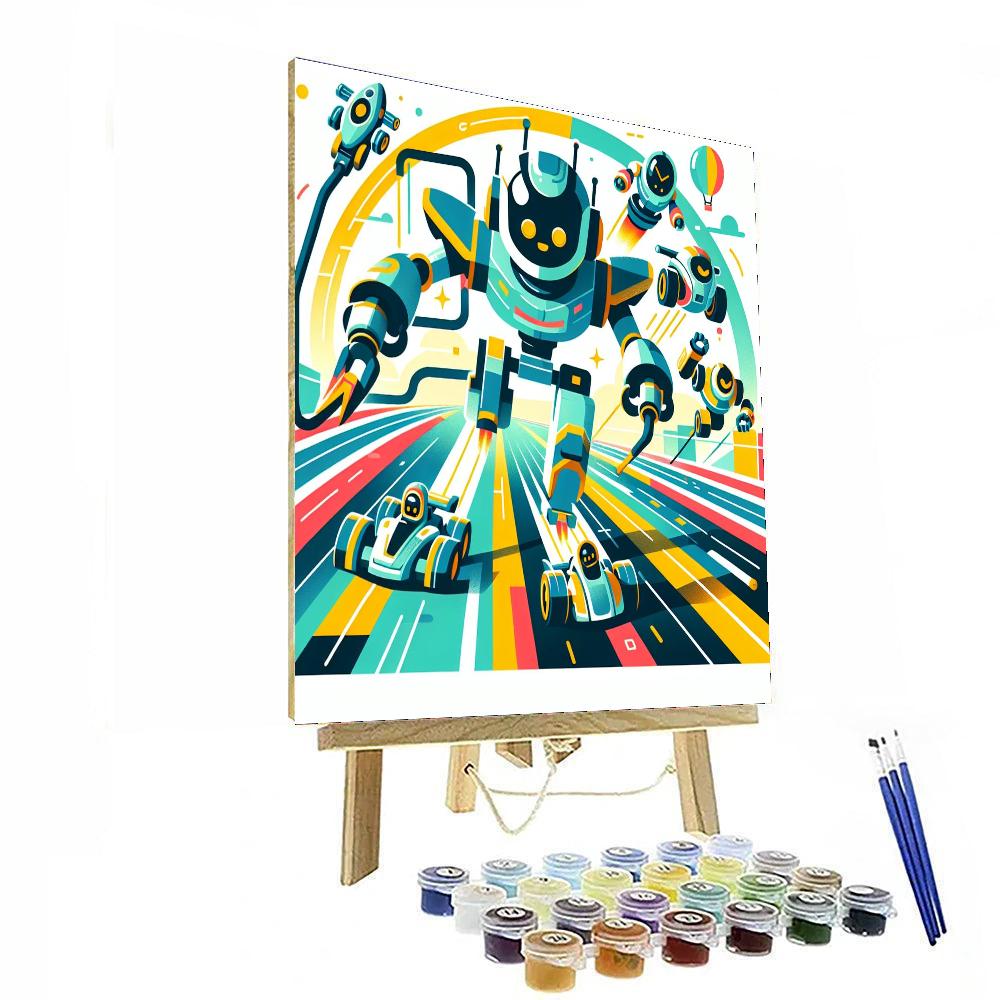 Robot Racing Circuit DIY Paint By Numbers