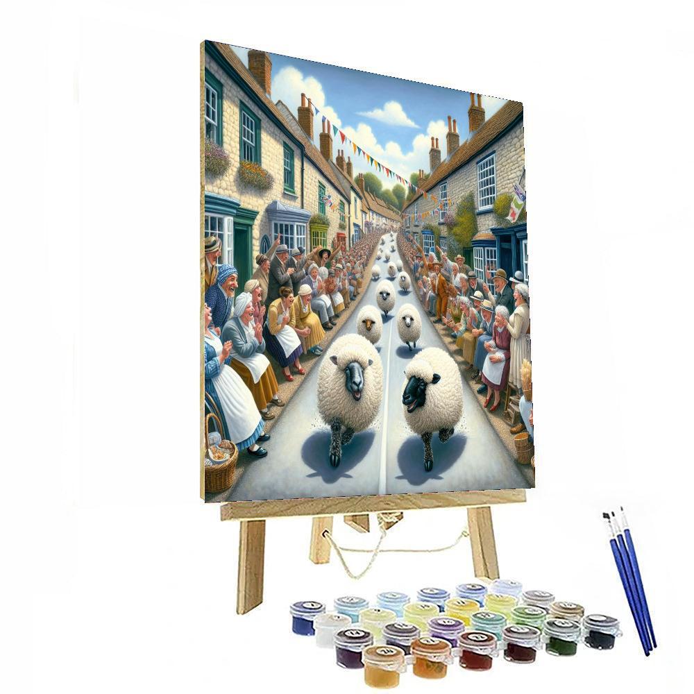 Running Of The Sheep - England Painting Number Kit