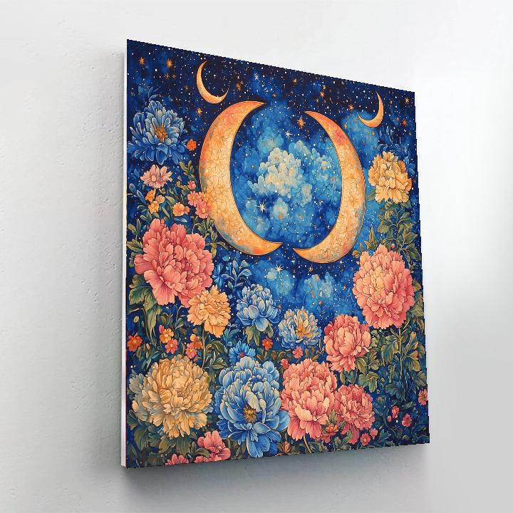 Frida Kahlo Inspired Crescent Moons And Blooms  Painting By Numbers Kit