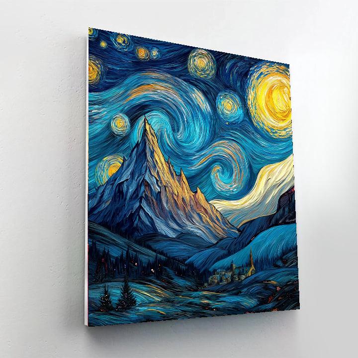 Vincent Van Gogh Inspired Ethereal Starry Sky Over Majestic Mountains  Paint By Number