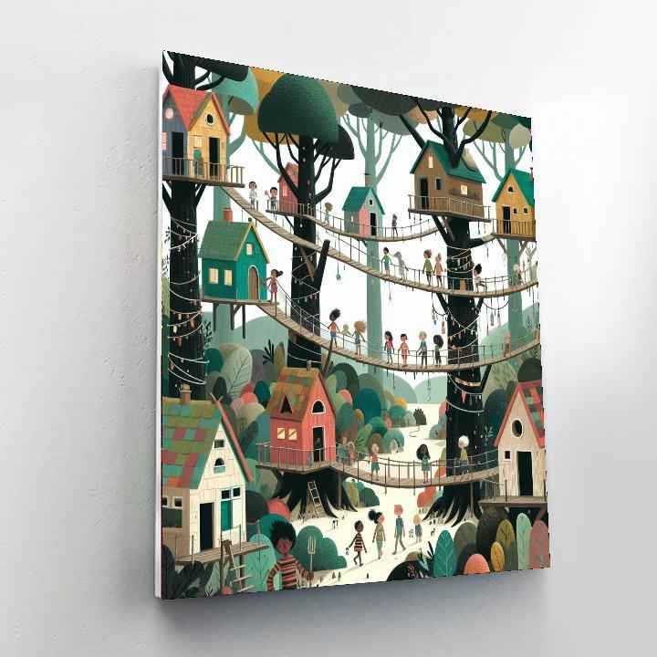 Mystical Treehouse Village Paint By Color