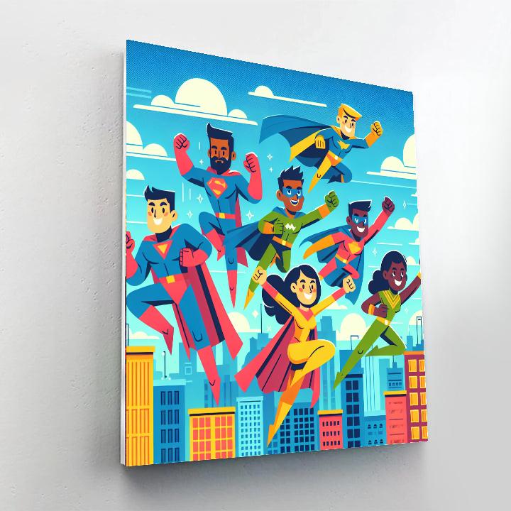 Joyful Superhero Adventure Paint By Numbers Art