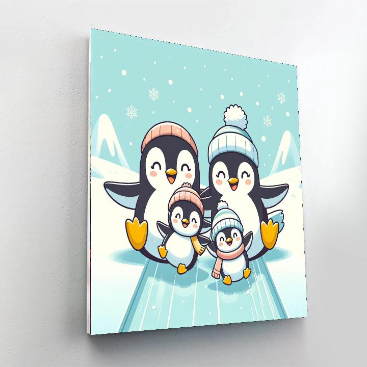 Cuddly Penguin Family DIY Paint By Numbers
