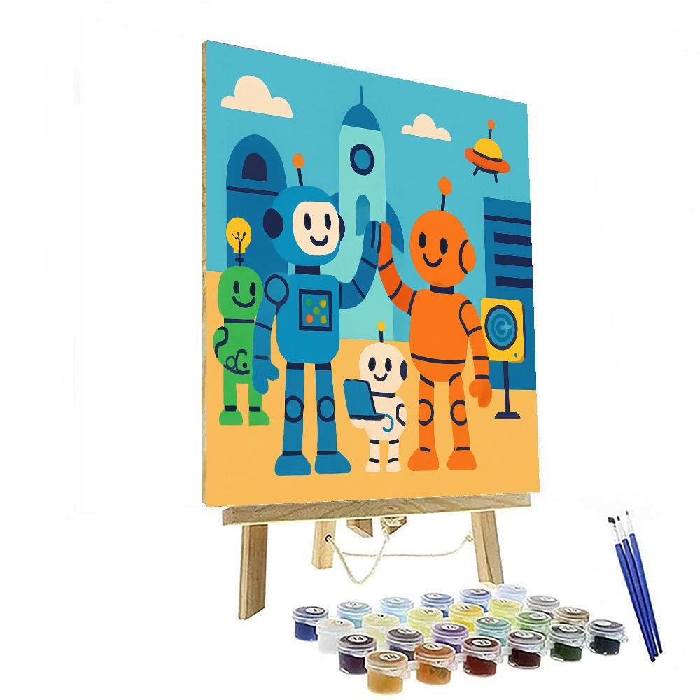 Playful Robot Companions Paint By Color