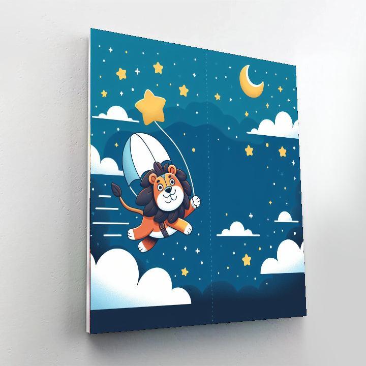 Lunar Lion's Night Sky Adventure DIY Paint By Numbers