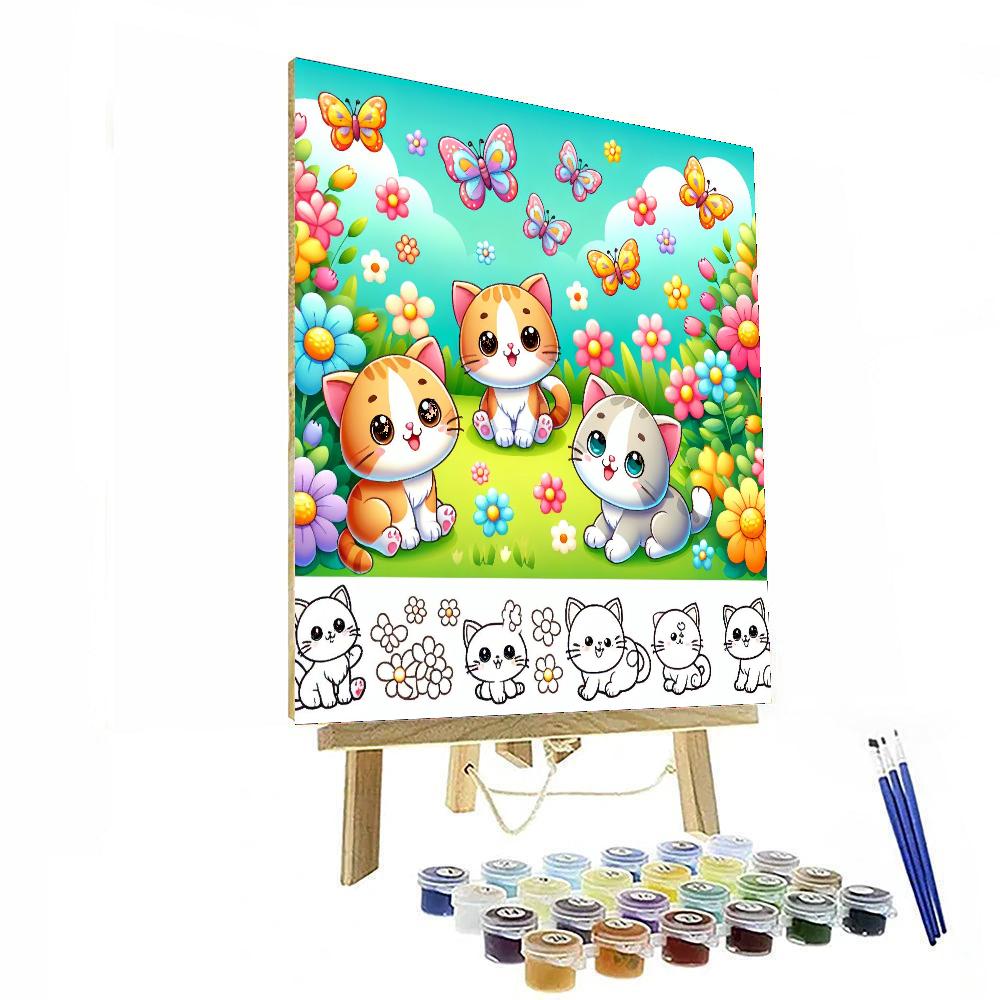Curious Kittens In The Garden Number Painting