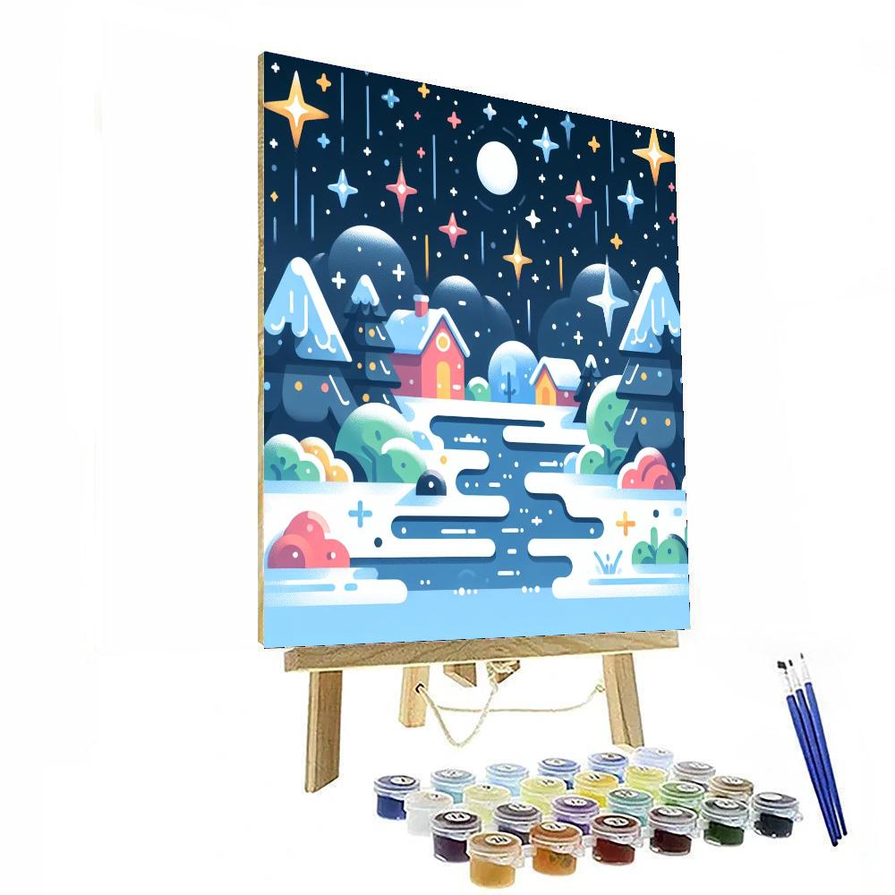 Glittering Snowy Night Paint By Numbers
