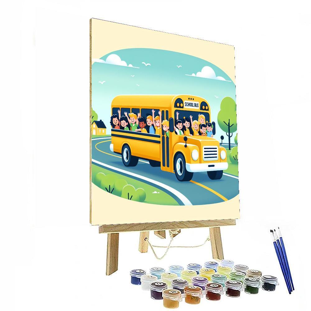 Happy School Bus Journey Painting Number Kit