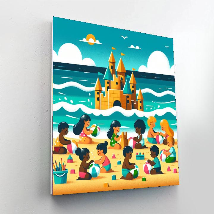 Bubbly Day At The Beach Number Painting