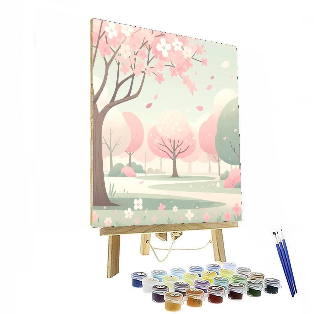 Charming Cherry Blossom Park Paint By Color