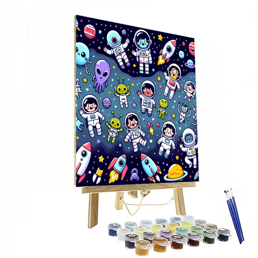 Bubbly Space Adventure Painting Number Kit