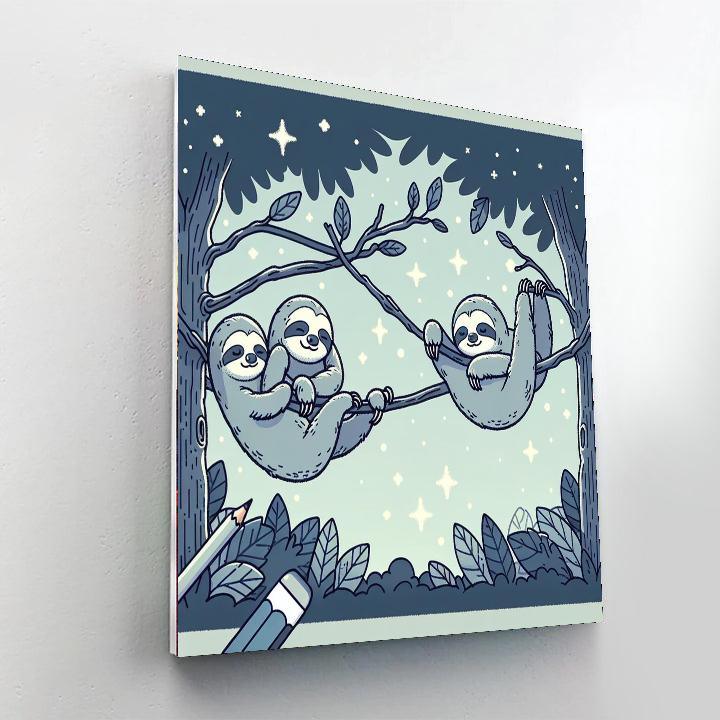 Starry Sloths Paint By Numbers Art
