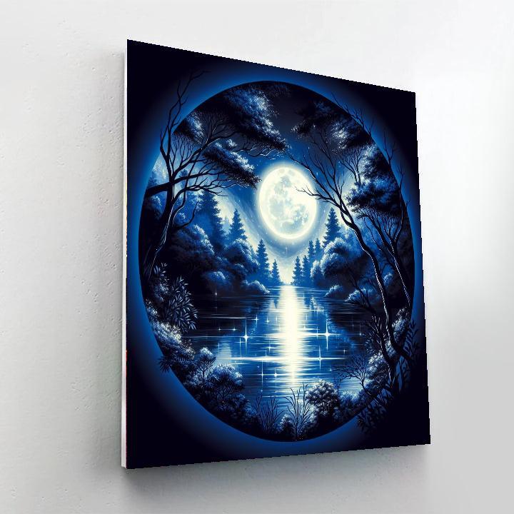 Mysterious Moonlit Lagoon Number Painting